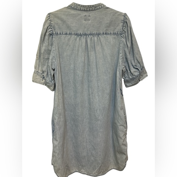 GAP Blue Midi Dress with Puff Sleeves and Mandarin Collar - Picture 2 of 9